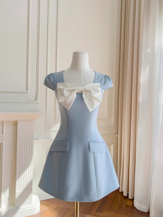 Robe de bal minimaliste, coupe trapèze, col ras du cou, courte, tenue de fête d'anniversaire, D3326