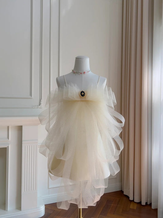 Charmante robe de soirée courte en tulle à bretelles spaghetti, tenue de soirée d'anniversaire, robe de cocktail D3328