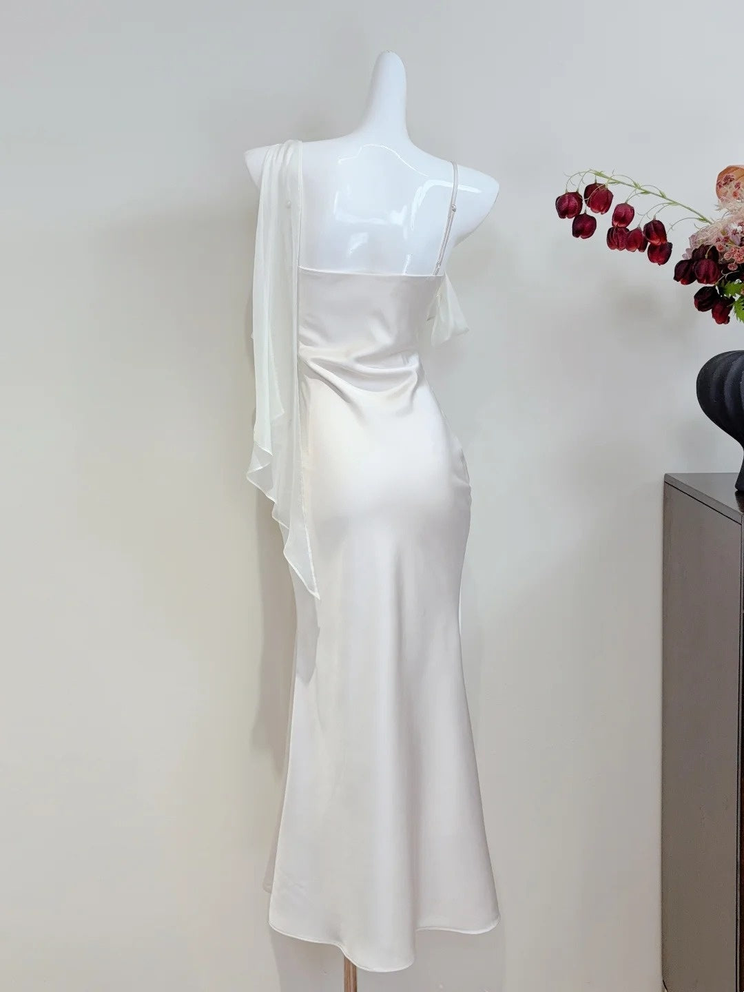 Robe de bal minimaliste à col asymétrique et plissée style sirène, tenue de cocktail pour fête d'anniversaire, D3347