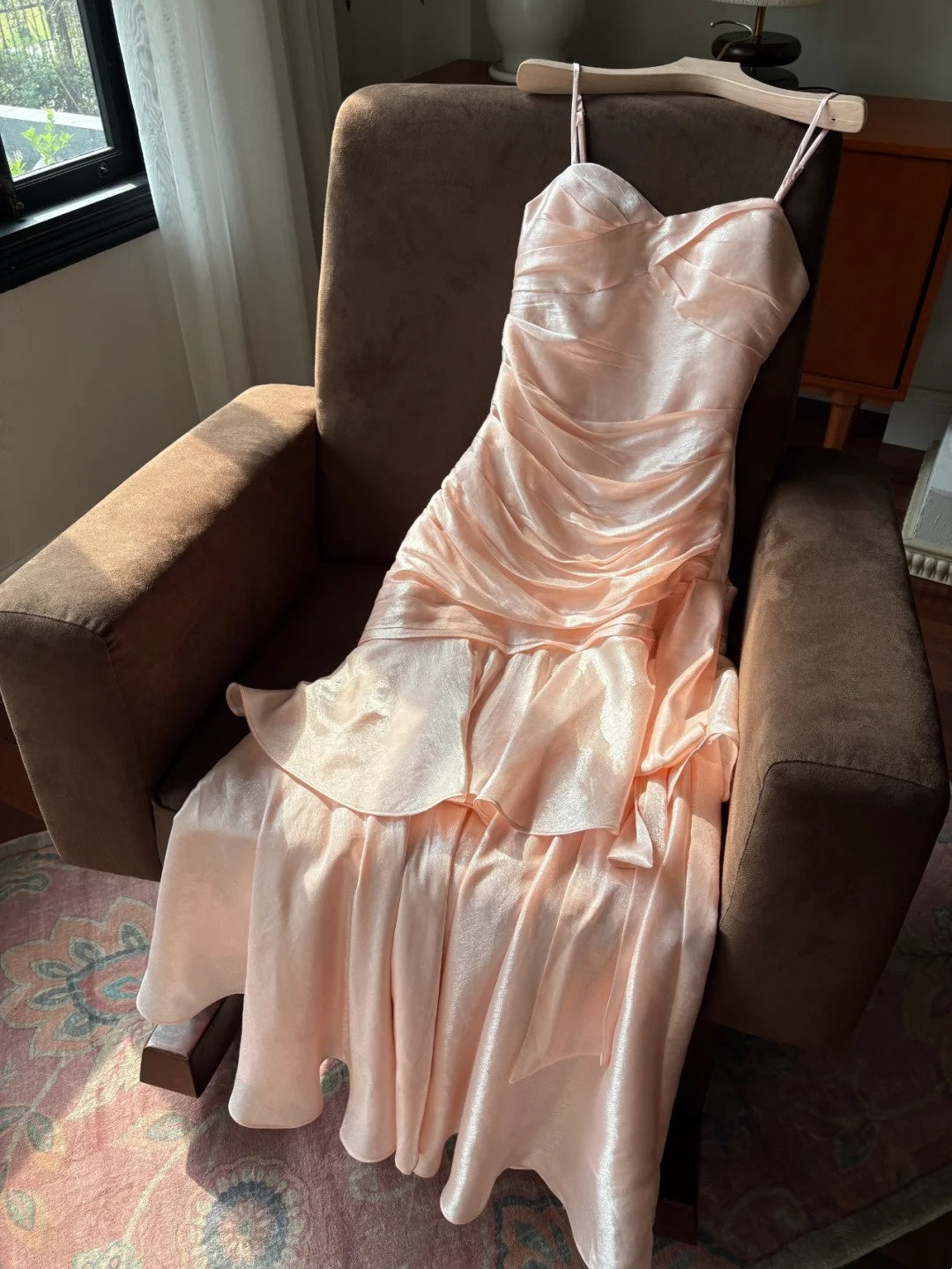 Charmante robe de bal à bretelles spaghetti, plissée et à volants, tenue de cocktail pour fête d'anniversaire D3350