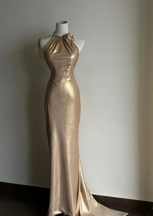 Robe de bal de beauté, robe de soirée sirène dos nu, robe de gala D3353