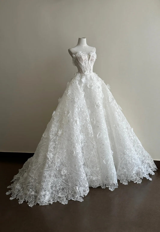 Robe de bal de beauté, robe de soirée à fleurs en cœur, robe de gala D3358