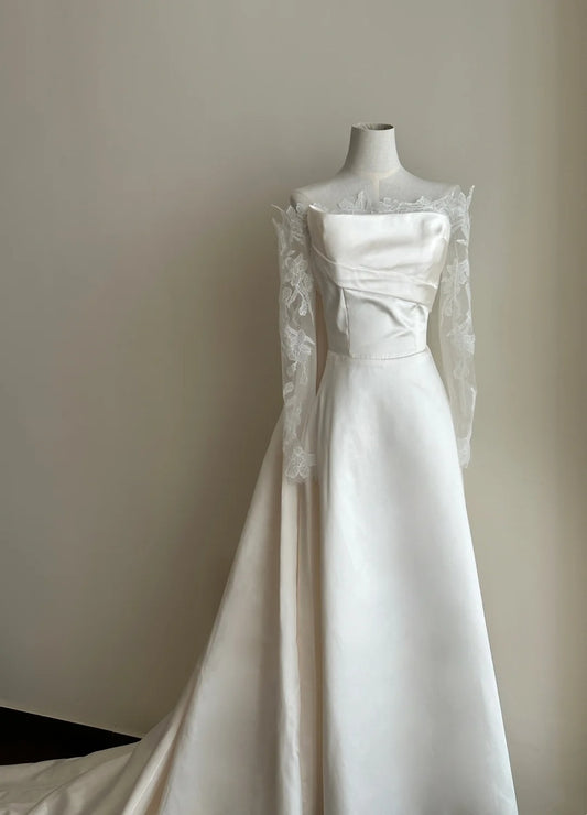 Robe de bal élégante, coupe trapèze, sans bretelles, plissée, robe de soirée, robe de gala, D3360