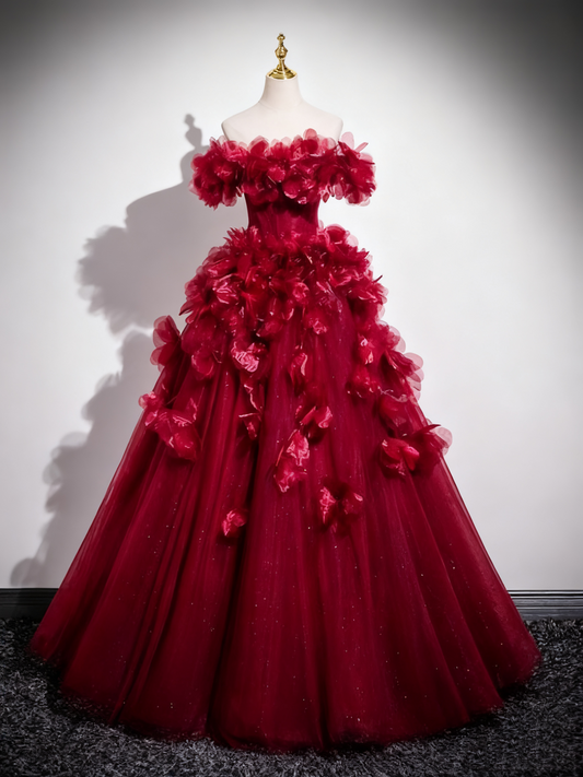 Superbe robe de bal à épaules dénudées et tulle plissé, robe de soirée Quinceanera D3370