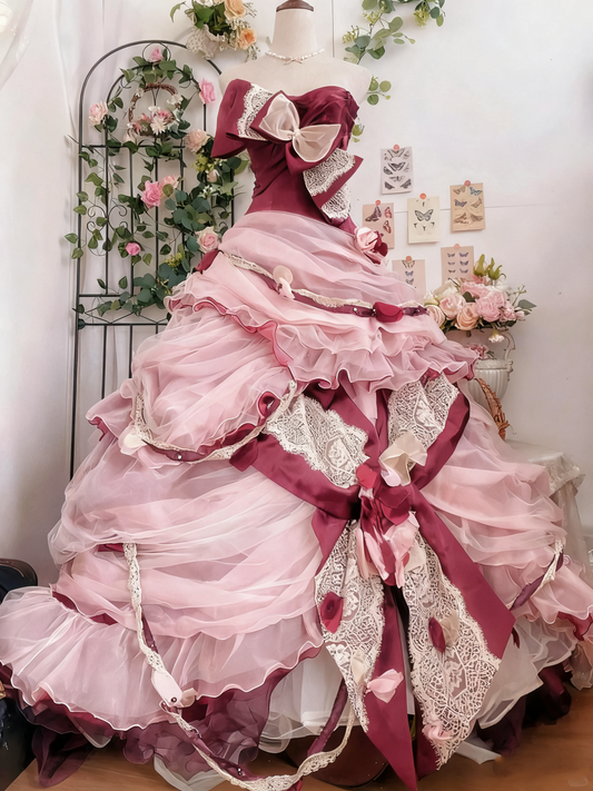 Robe de bal élégante, bustier, plissée, à volants, robe de bal, robe de Quinceanera, robe de fête d'anniversaire, D3375