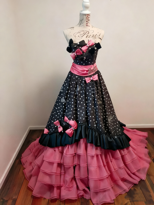Robe de bal mignonne, sans bretelles, à volants, robe de bal, robe de Quinceanera, robe de fête d'anniversaire, D3376