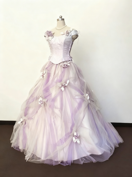 Robe de bal de beauté, col ras du cou, en tulle, robe de Quinceanera, robe de soirée, robe de bal D3380