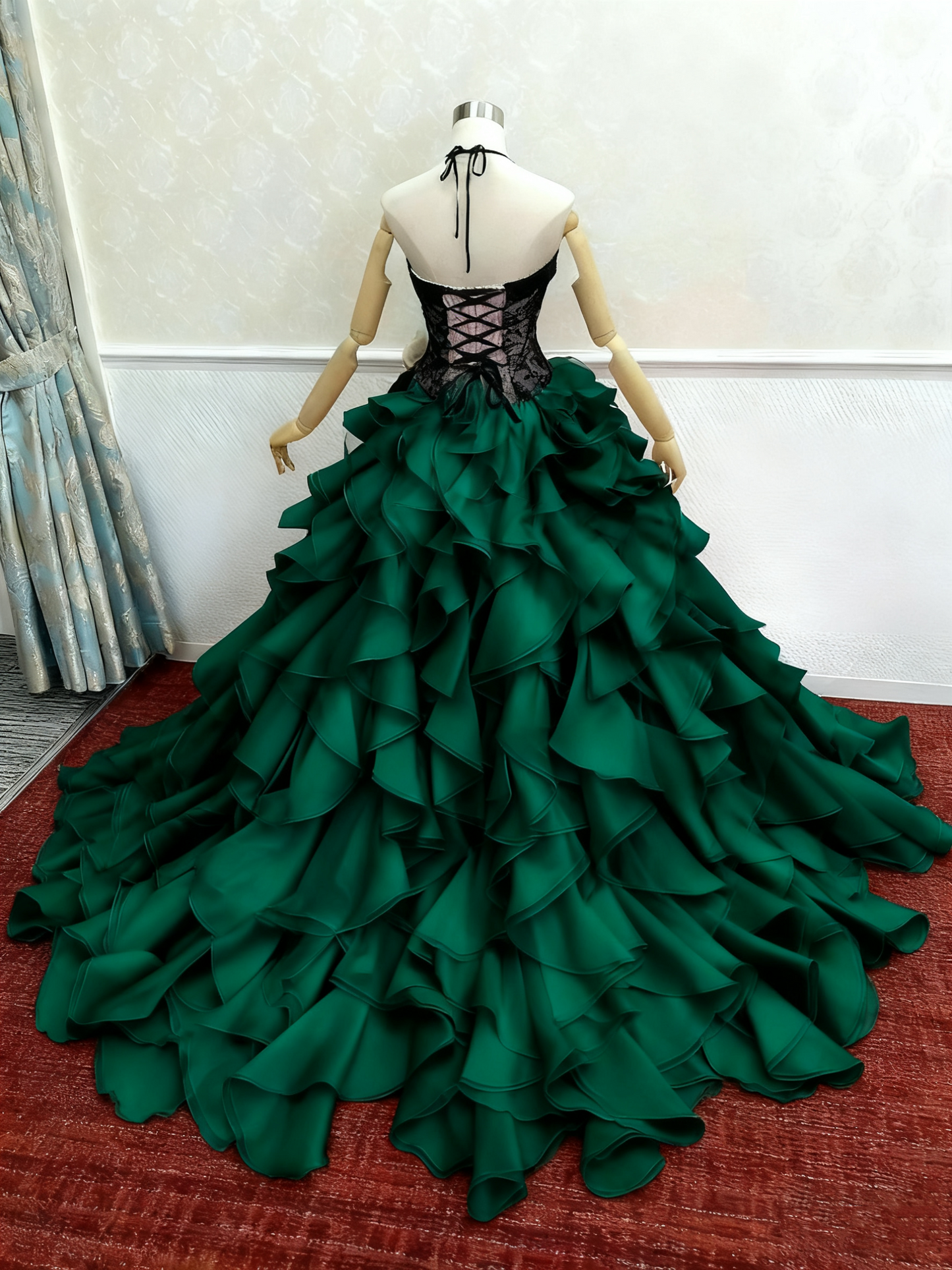 Superbe robe de bal dos nu à volants, robe de Quinceanera, robe de soirée, robe de bal D3385