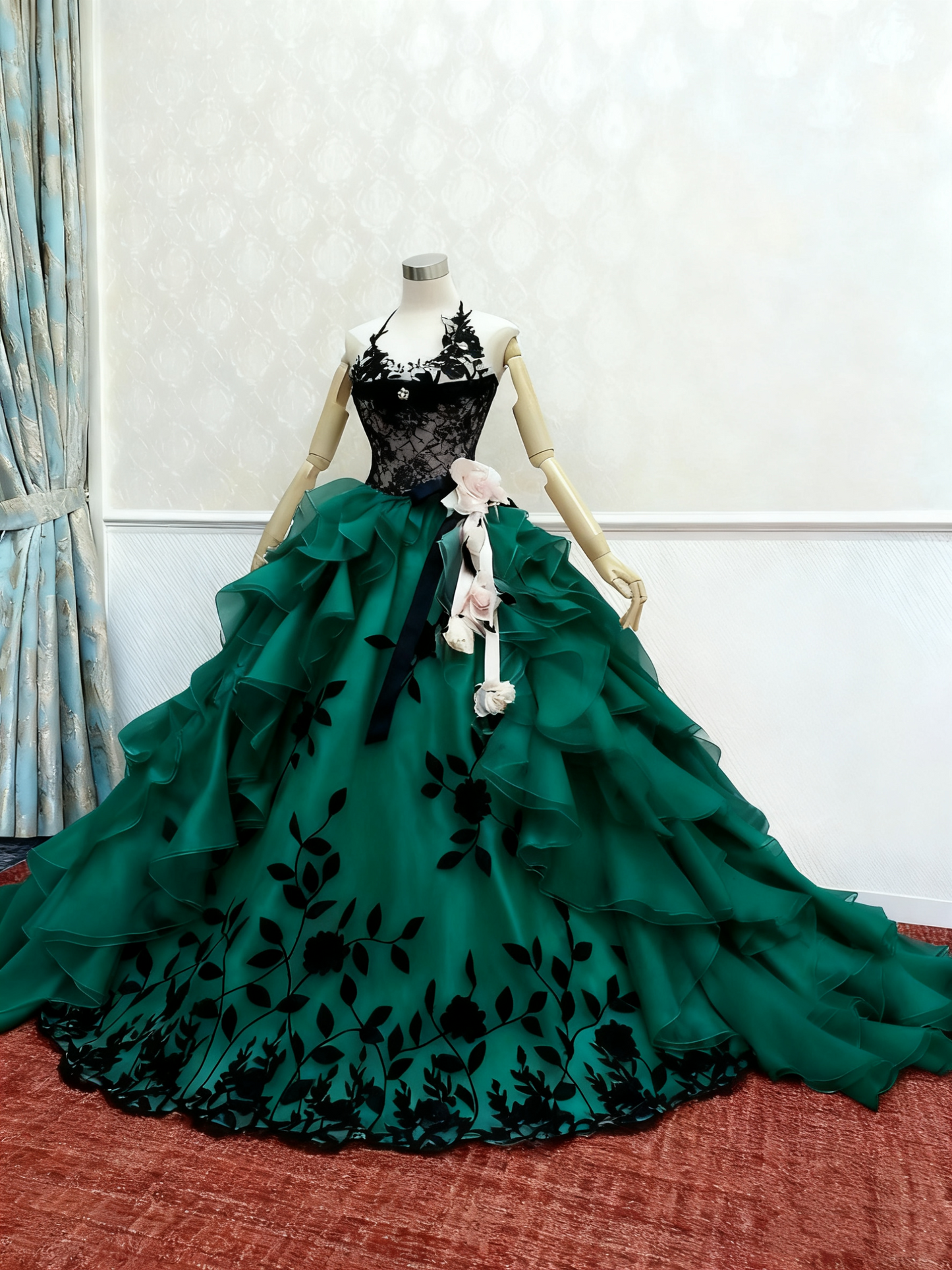 Superbe robe de bal dos nu à volants, robe de Quinceanera, robe de soirée, robe de bal D3385