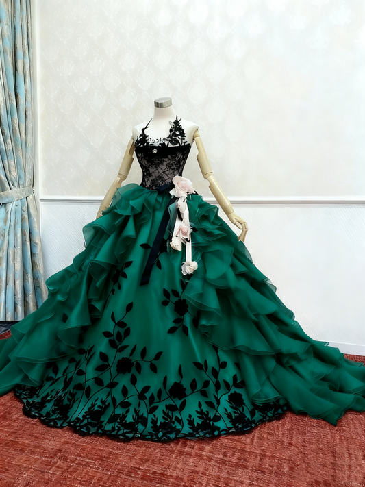 Superbe robe de bal dos nu à volants, robe de Quinceanera, robe de soirée, robe de bal D3385