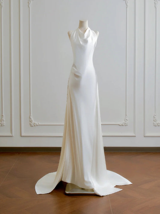 Robe de mariée minimaliste, coupe A, dos nu, D3386