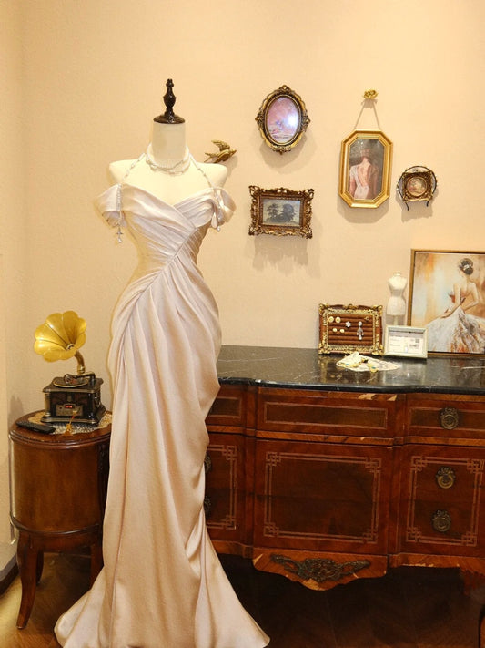 Robe de bal élégante, épaules dénudées, plissée, style sirène, robe de soirée, robe de fête d'anniversaire, D3407