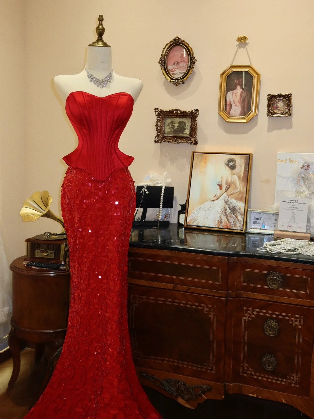 Robe de bal brillante à paillettes et col en cœur, robe de soirée sirène, robe de gala, robe de fête d'anniversaire, D3415