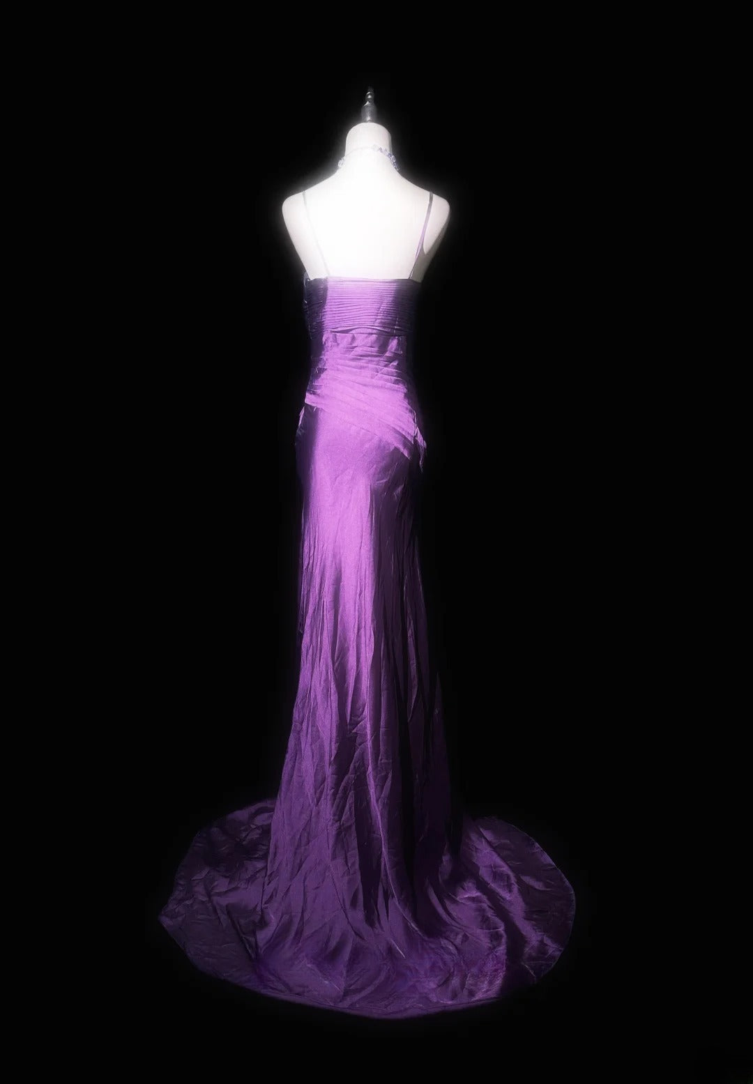 Gorgeous Prom Dress Purple Spaghetti Straps Pleated Mermaid Evening Dress Birthday Party Dress     D3419