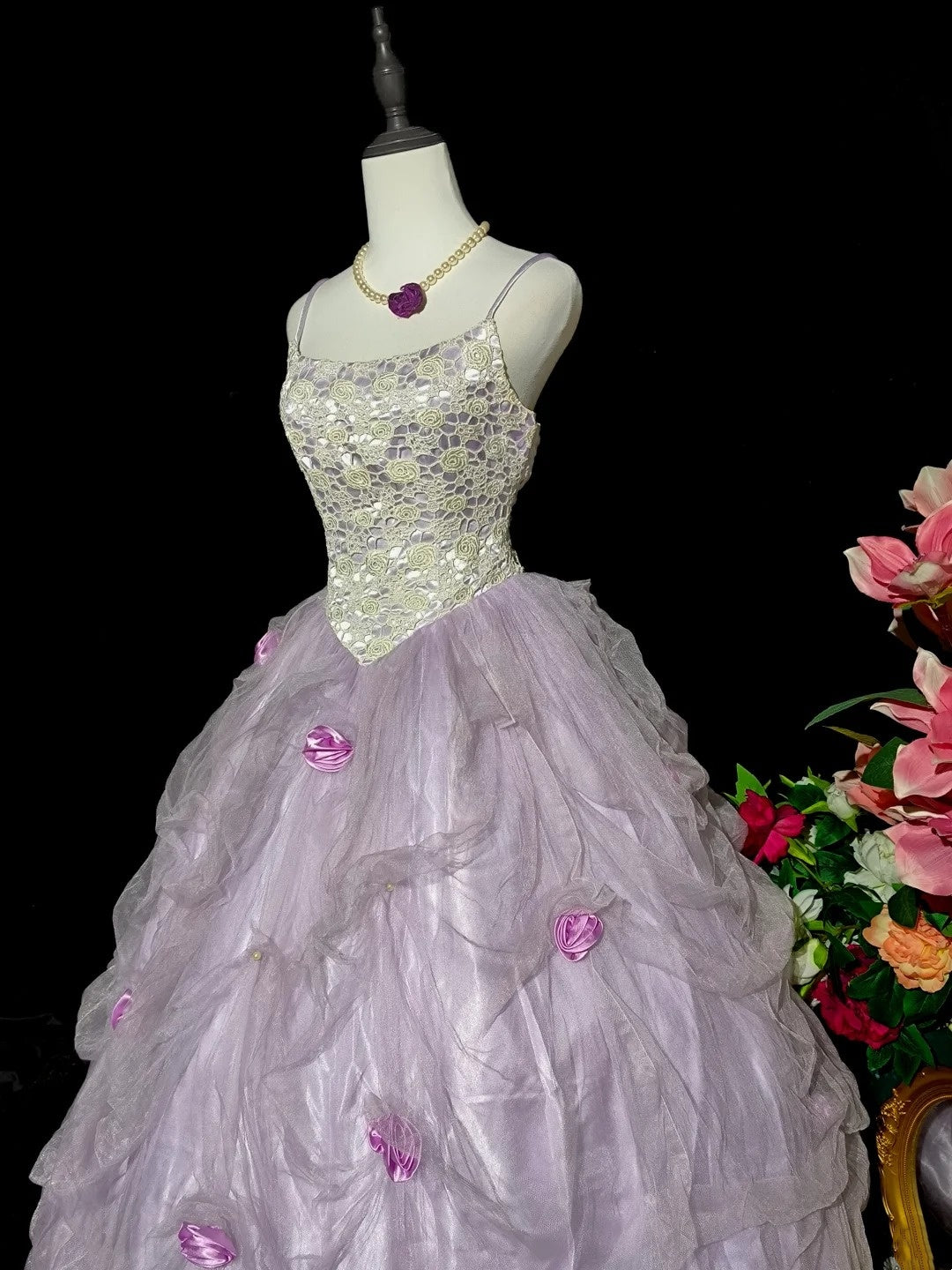 Stunning Prom Dress Spaghetti Straps Tulle Ball Gown Evening Dress Quinceanera Dress D3423