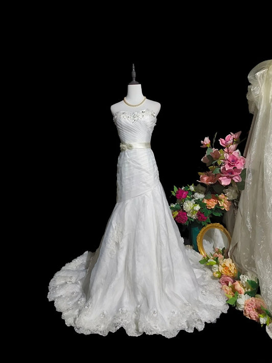 Beauty Brautkleid A-Linie Herzausschnitt Plissee Brautkleid D3302