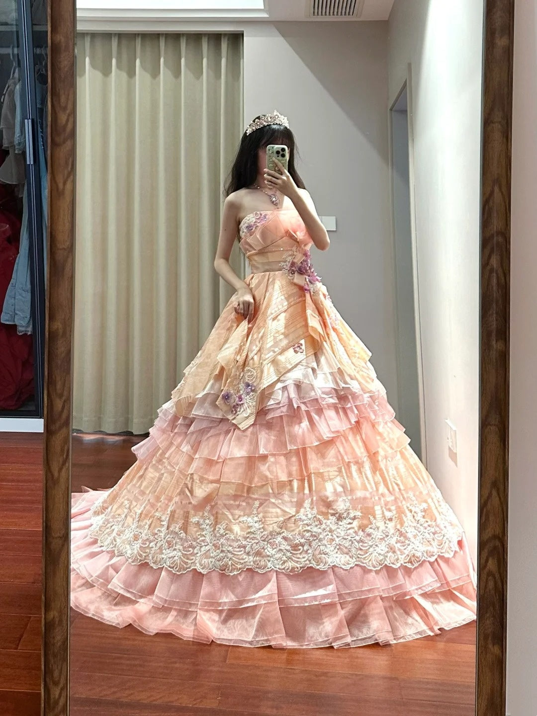Sweet Prom Dress Strapless Tiered Tulle Ball Gown Quinceanera Dress Princess Dress   D3452