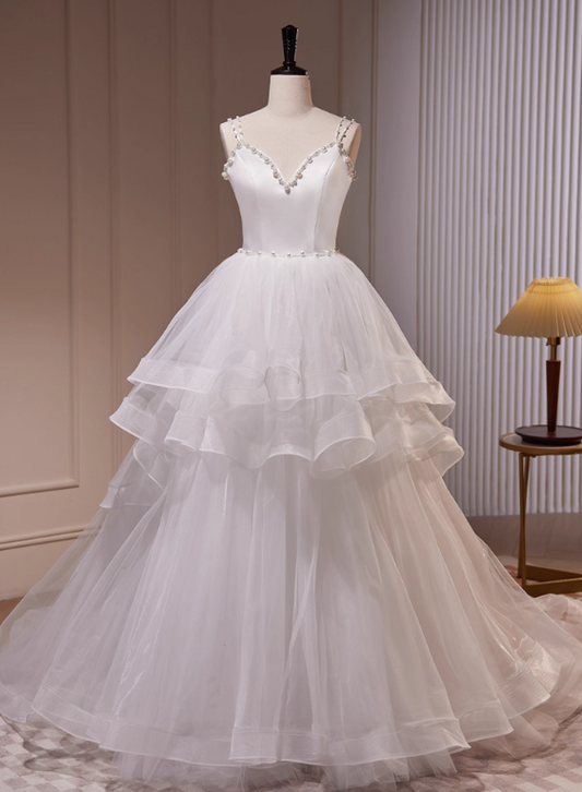 Robe de mariée beauté A-Line, décolleté en cœur, plissée, D3302