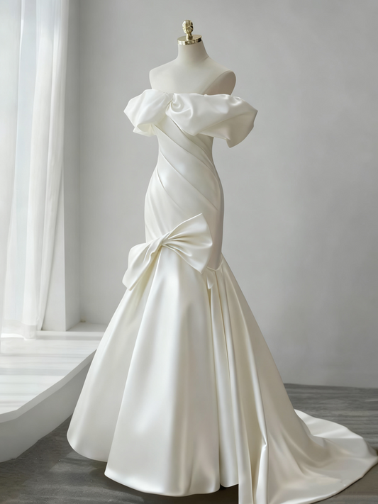 Stunning Wedding Dress Off Shoulder Pleated Mermaid Wedding Dress D3483