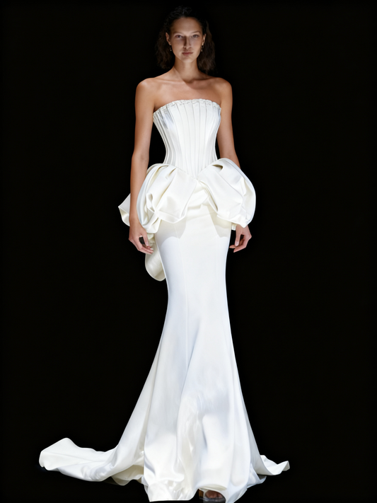 Beauty Brautkleid A-Linie Herzausschnitt Plissee Brautkleid D3302