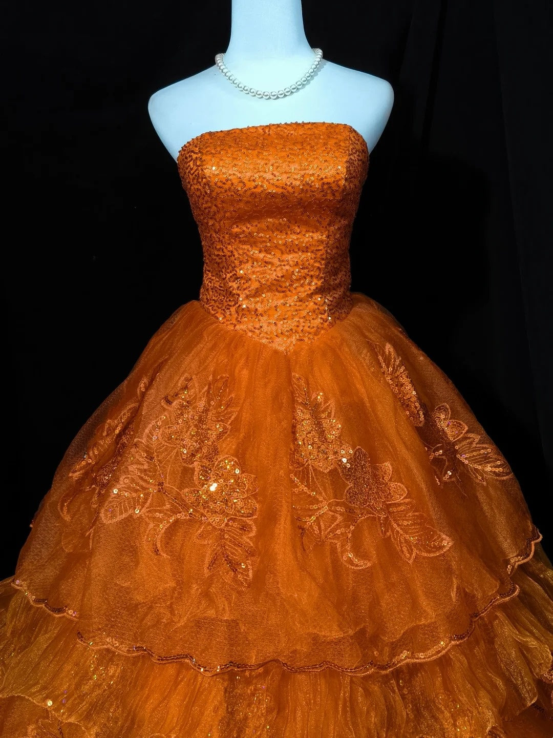 Beauty Prom Dress Strapless Tulle Tiered Ball Gown Quinceanera Dress Evening Dress D3555