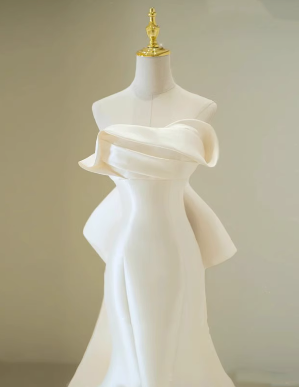 Beauty Wedding Dress Strapless Bowknot Mermaid Wedding Dress D3258