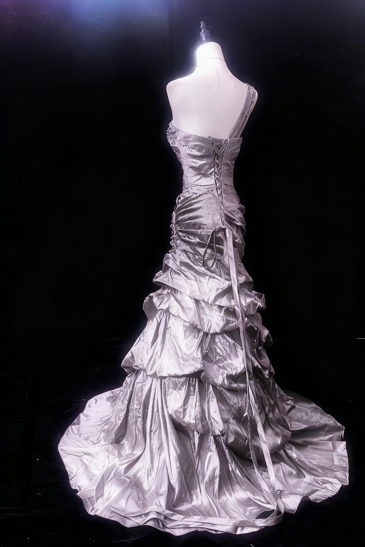 Vintage Prom Dress One Shoulder Pleated Evening Gown Gala Dress D3586