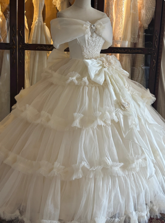 Popular Prom Dress Off Shoulder Tulle Pleated Evening Gown Sweet 16 Dress Ball Gown D3610