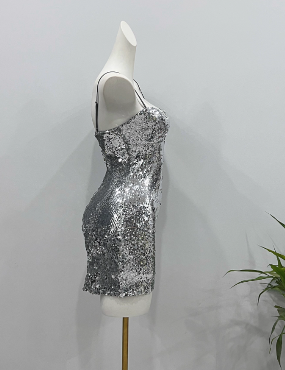 Robe de soirée courte plissée à bretelles spaghetti, tenue de soirée d'anniversaire, robe de cocktail D3339