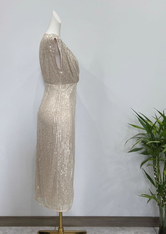 Shiny Prom Dress V-neck Slit Evening Dress Cocktail Dress Gala Dress D3619