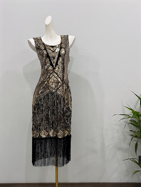 Stunning Prom Dress Crew Neck Tassel Sequins Birthday Party Dress Cocktail Dress D3620