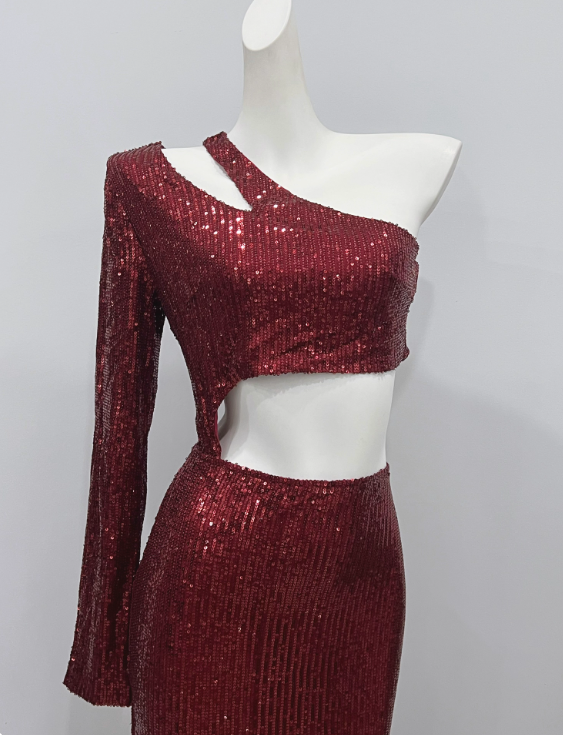 Gorgeous Prom Dress Asymmetrical Neck Sequins Cocktail Dress Birthday Party Dress D3626