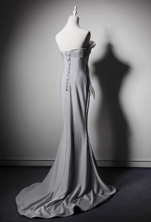 Minimalist Prom Dress Strapless Pleated Mermaid Evening Dress Gala Dress D3642