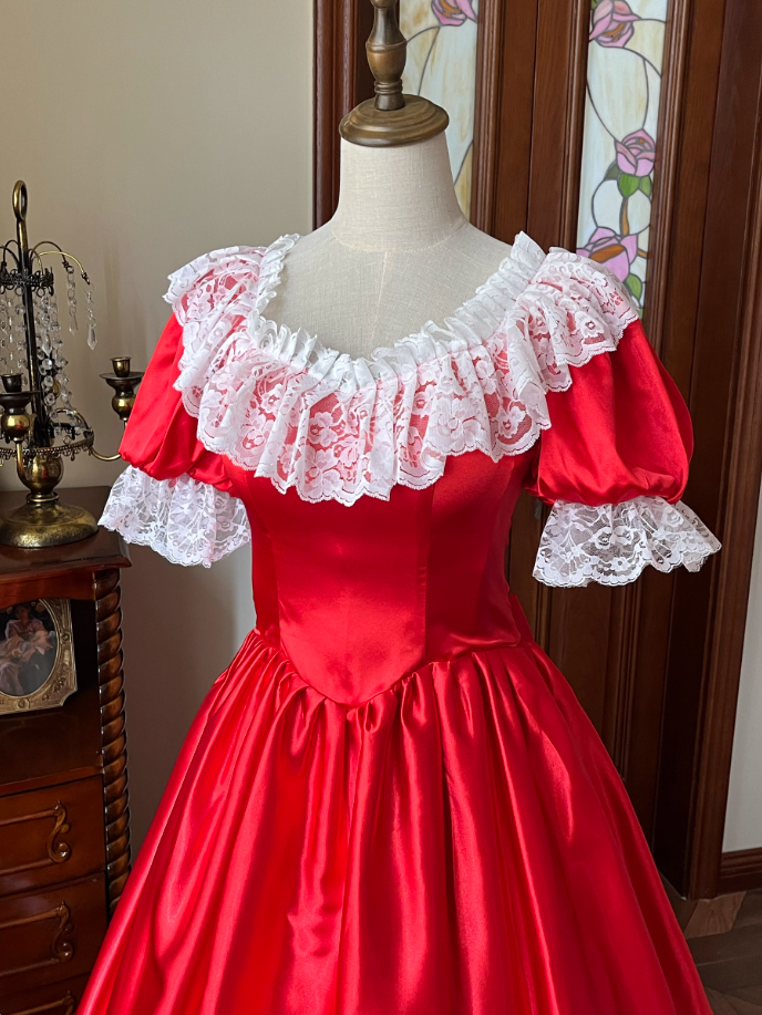 Stunning Prom Dress Crew Neck Pleated Lace Evening Gown Quinceanera Dress D3649