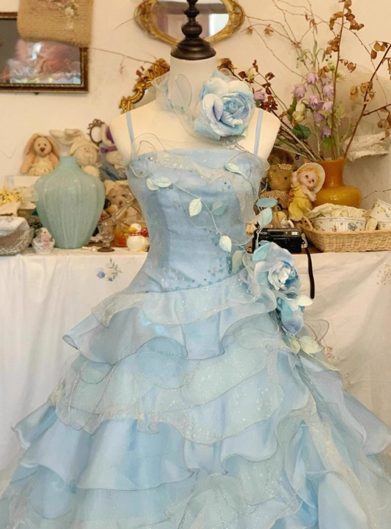 New Arrival Prom Dress Spaghetti Straps Ruffle Tired Ball Gown Evening Gown Quinceanera Dress D3650