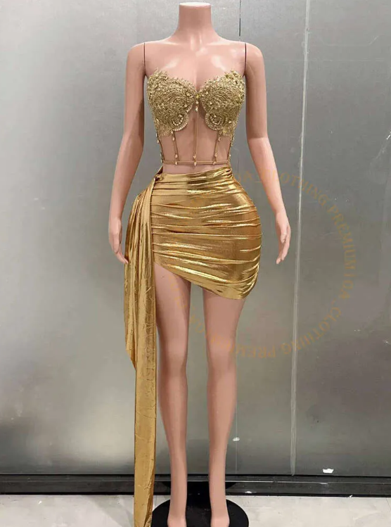 Sexy Homecoming Dress Gold Sweetheart Pleated Short Prom Dress Cocktail Dress Birthday Party Dress D3654