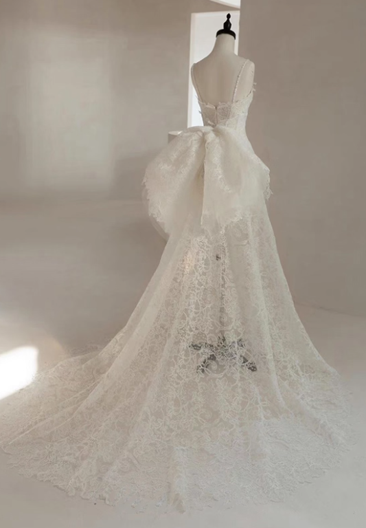 Robe de mariée beauté A-Line, décolleté en cœur, plissée, D3302