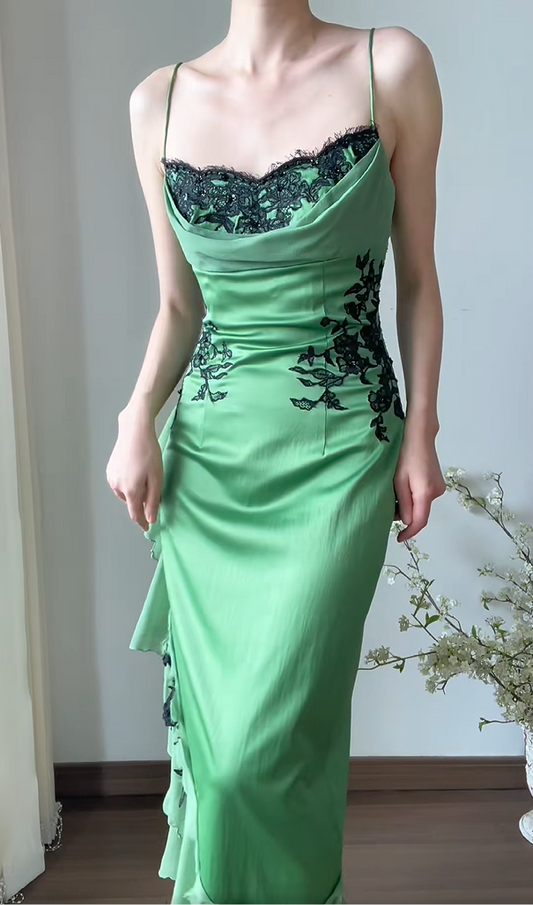 Beauty Prom Dress Spaghetti Straps Pleated Ruffle Evening Dress Party Dress D3708