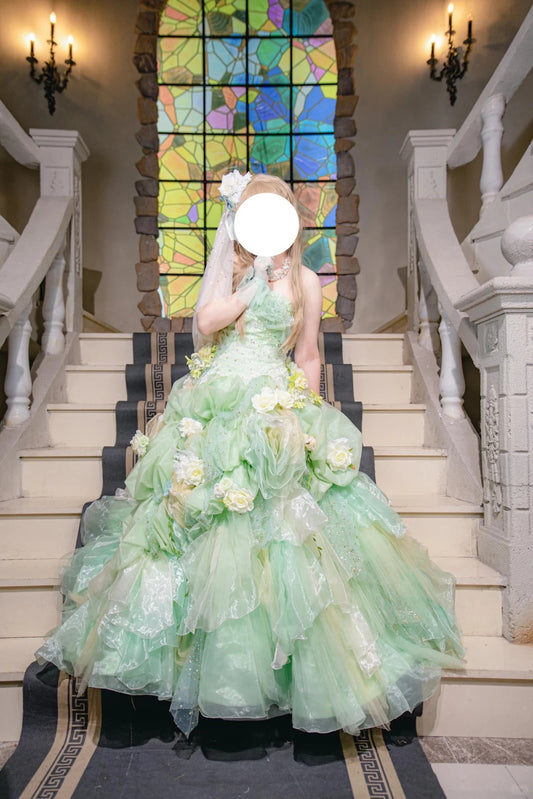 New Arrival Prom Dress Strapless Tulle Flower Ball Gown Sweet 16 Dress D3711