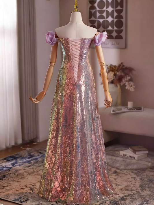 Shiny Prom Dress A Line Sweetheart Sequins Evening Dress Gala Gown D3753