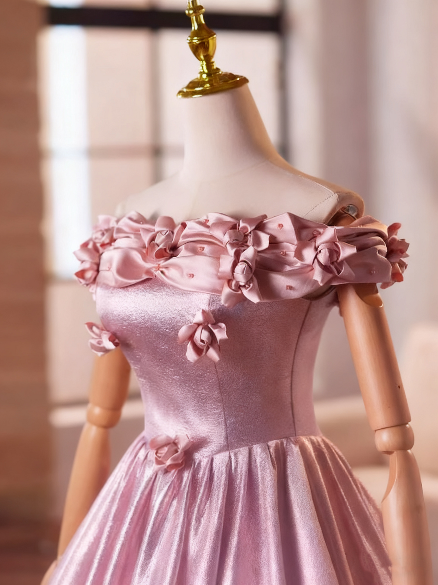 Beauty Prom Dress Off Shoulder Pleated Ball Gown Evening Dress Sweet 16 Dress D3758