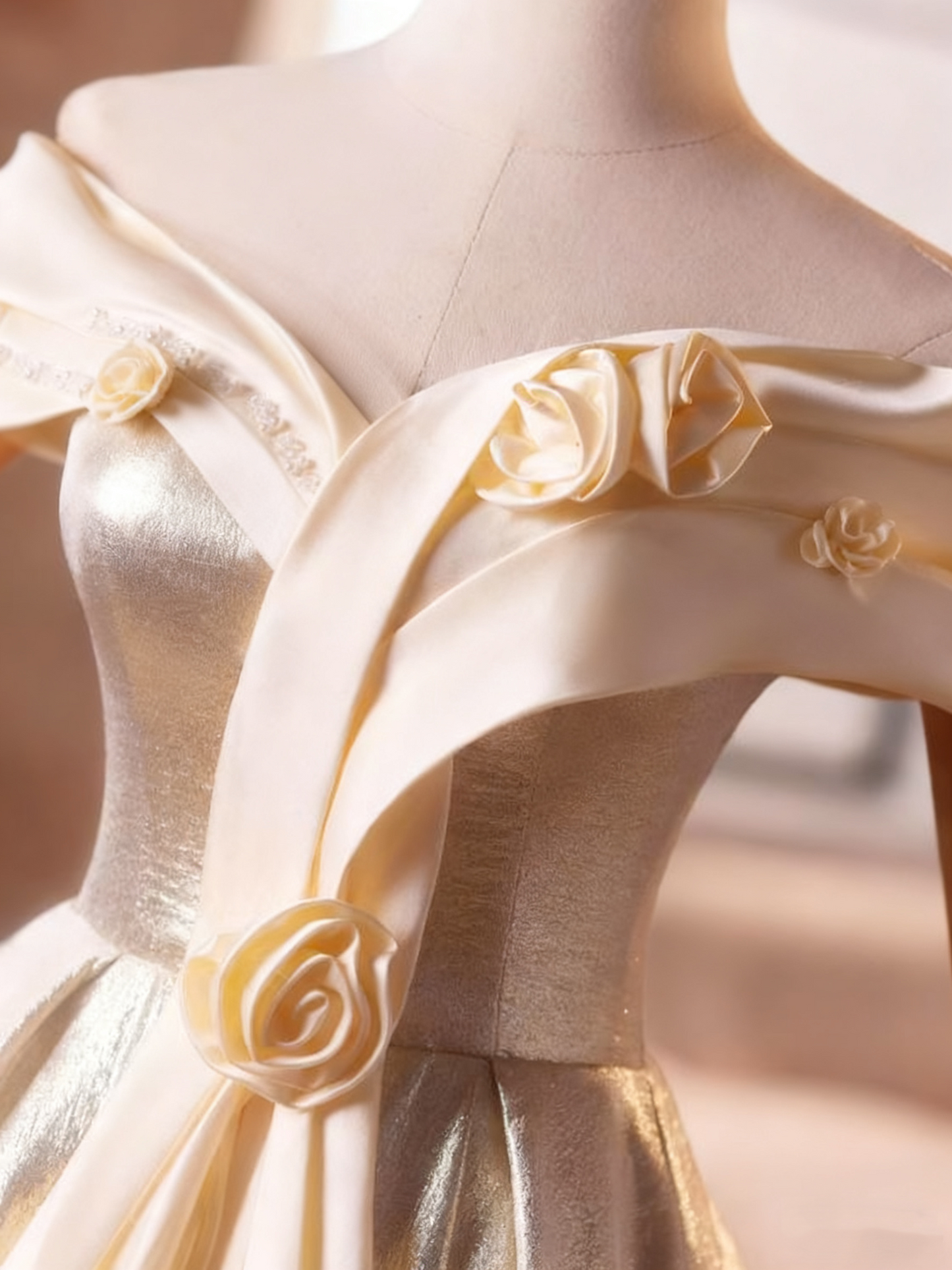 Elegant Prom Dress Off Shoulder Pleated Rose Ball Gown Evening Dress D3760