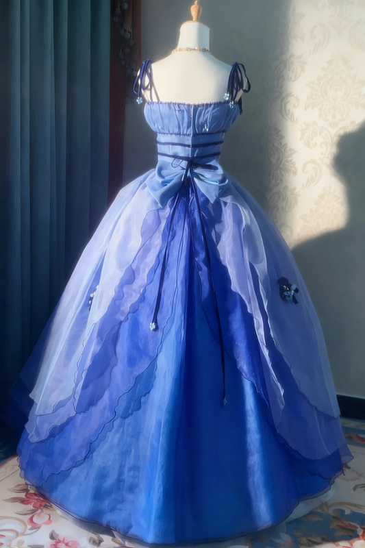 Stunning Prom Dress Spaghetti Straps Pleated Flower Ball Gown Evening Dress Sweet 16 Dress D3766