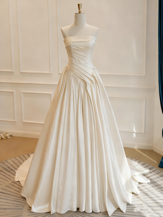 Beauty Brautkleid A-Linie Herzausschnitt Plissee Brautkleid D3302