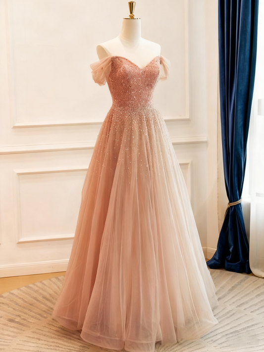 Shiny Prom Dress Sweetheart Pleated Tulle Evening Dress Gala Dress D3781