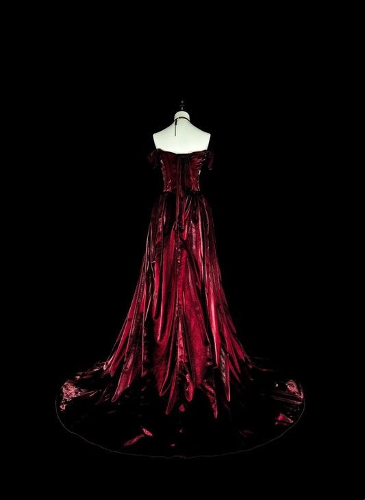 Elegant Prom Dress Off Shoulder Pleated Long Evening Dress Gala Dress D3783