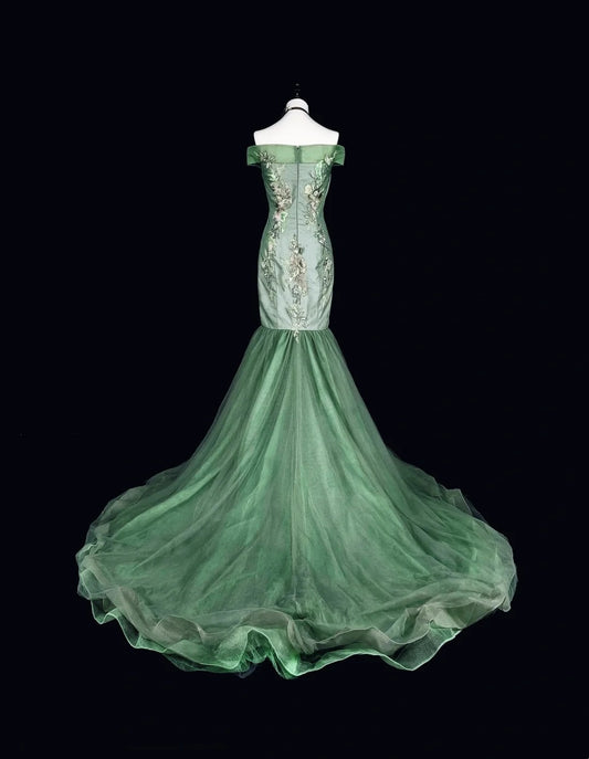 Elegant Prom Dress Off Shoulder Tulle Mermaid Evening Dress Gala Dress Birthday Party Outfits D3789