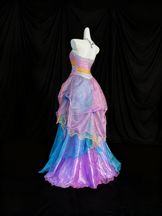 Colorful Prom Dress Strapless Pleated Evening Dress Quinceanera Dress Birthday Outfits D3801