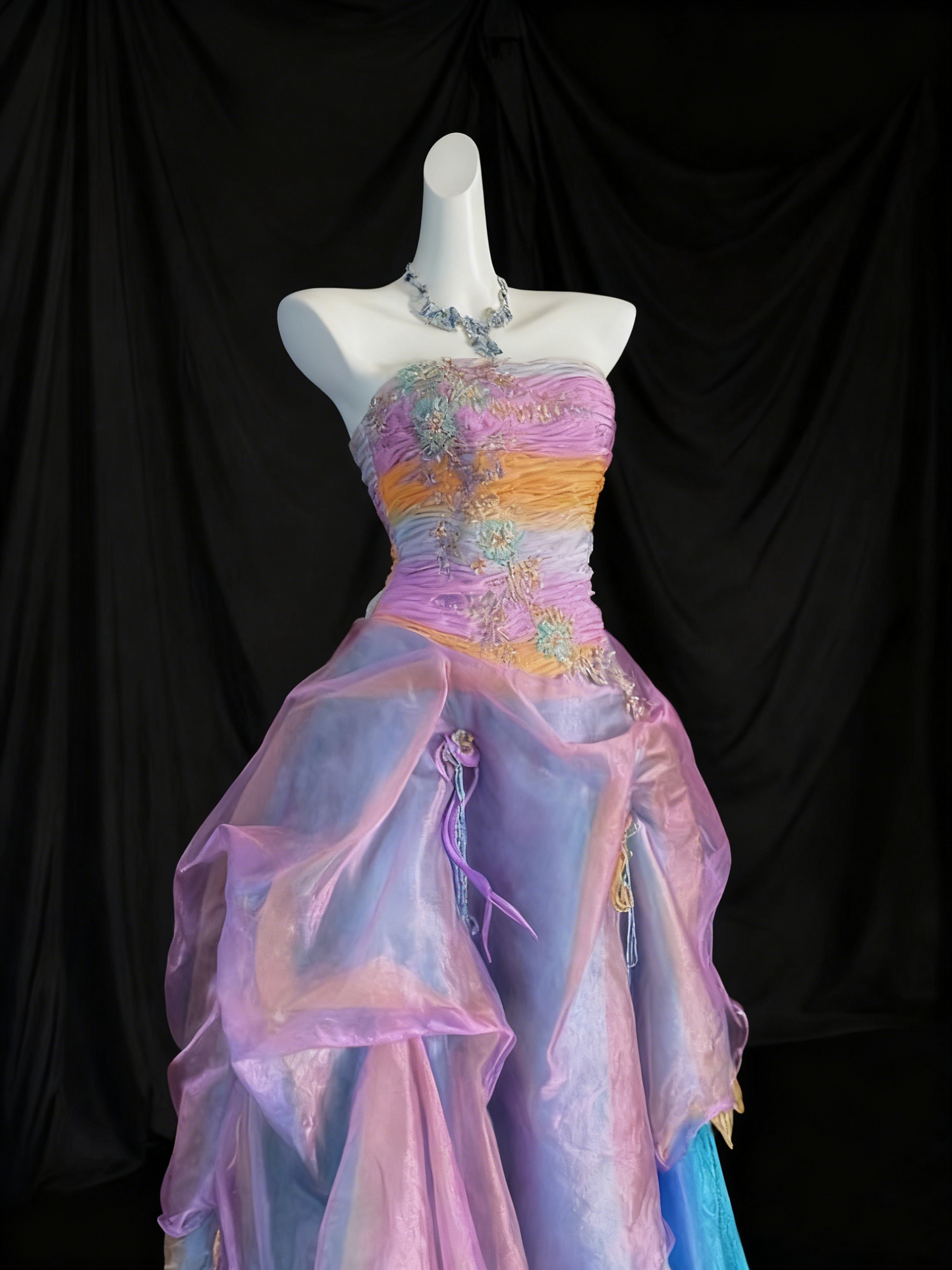 Colorful Prom Dress Strapless Pleated Evening Dress Quinceanera Dress Birthday Outfits D3801