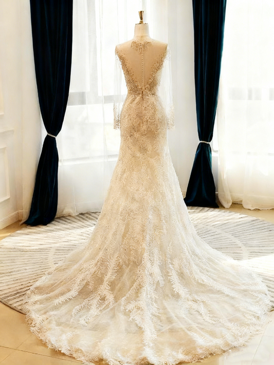 Gorgeous Wedding Dress Crew Neck Mermaid Wedding Dress D3806